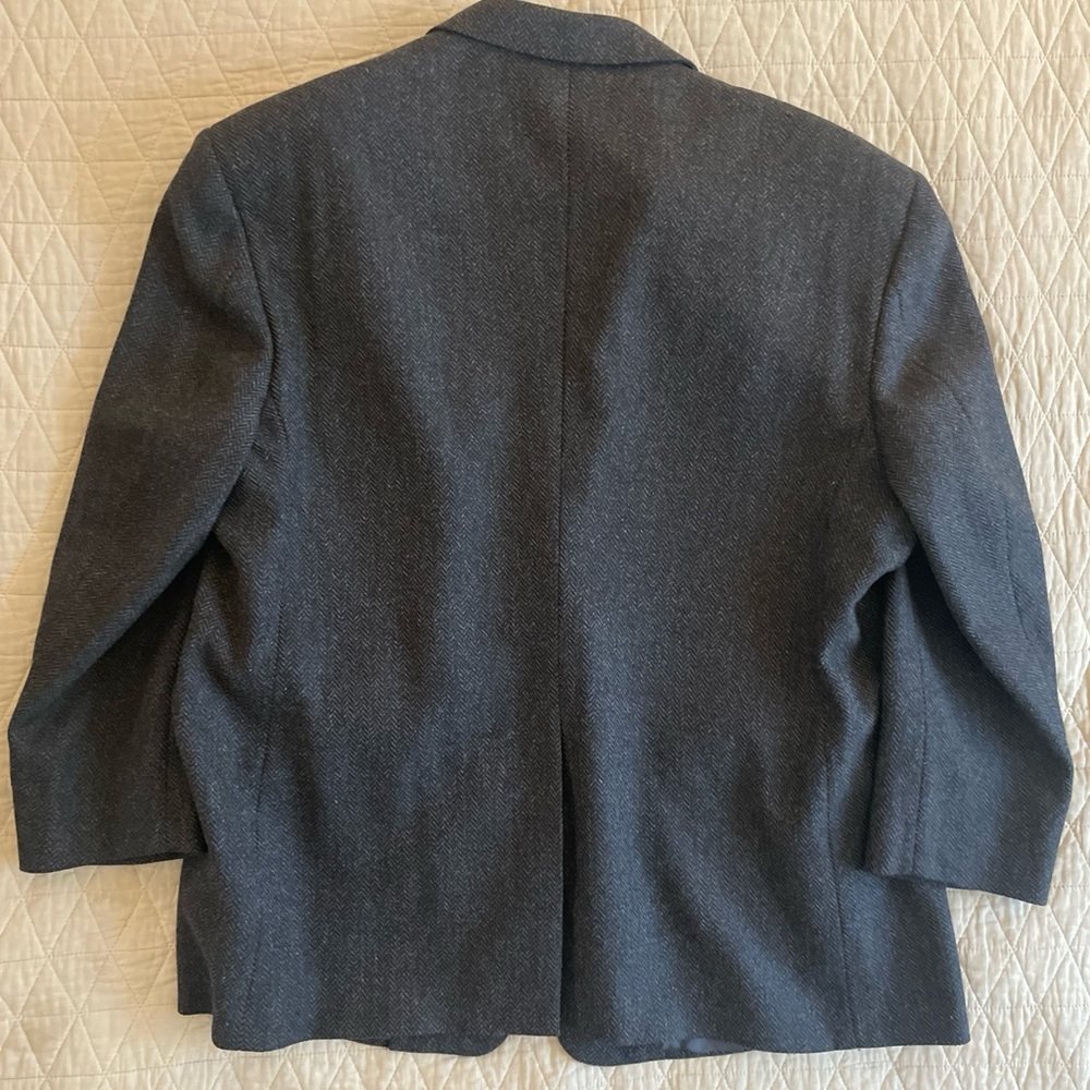 Hickey Freeman Made in USA HerringboneWool Sport Jacket in Charcoal Size 46 R - Picture 6 of 6